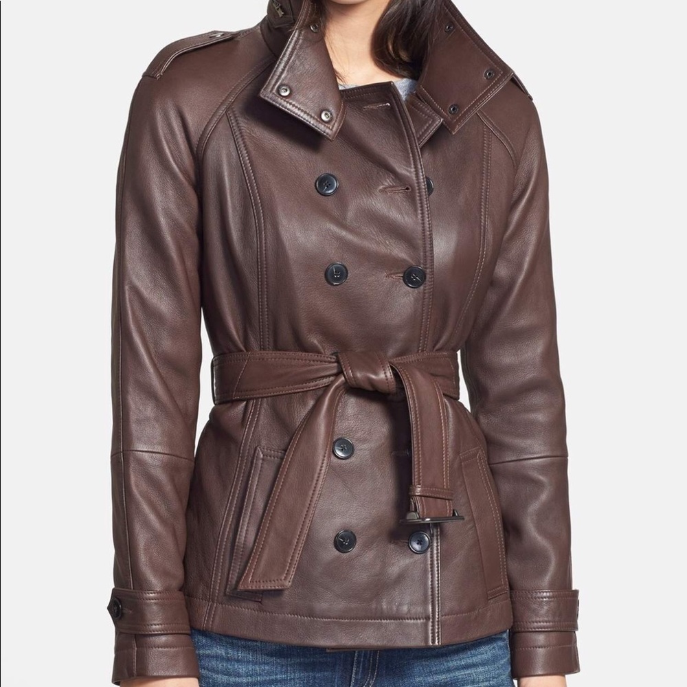 7 For All Mankind Belted Short Leather Trench NWOT